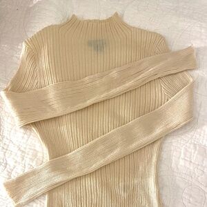 pretty little thing cream mock neck long-sleeve top